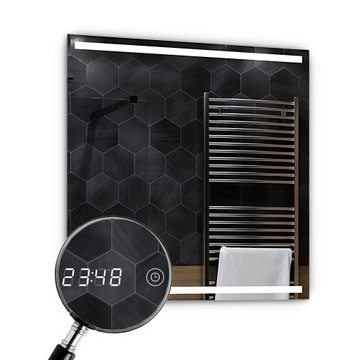 Lustro LED 70x70cm - Zegarek Dotykowy LED - Denver