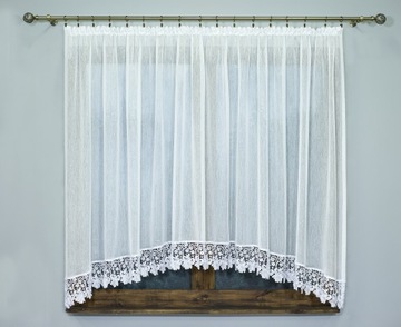 СОБОЛЬ БЕЛЫЙ ГОТОВАЯ ШТОРА С КРУЖЕВОМ 300х150 VOICE