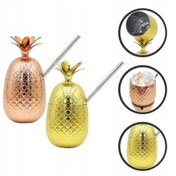 Ananas Sippy Kubek Plastikowy Napój Słomkowy 2