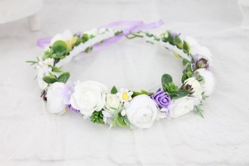Венок для причастия, цветочный, ФИОЛЕТОВЫЕ розы