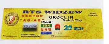 bilet WIDZEW Łódź - GROCLIN Grodzisk żółty
