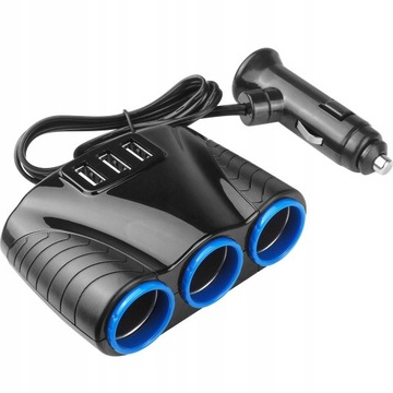 РАЗДЕЛИТЕЛЬ РАЗДЕЛИТЕЛЬ НА 3 ГНЕЗДА ПРИКУРИВАТЕЛЯ USB QC БЫСТРОЕ ЗАРЯДНОЕ УСТРОЙСТВО