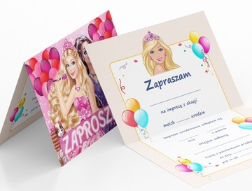 ZAPROSZENIE BARBIE NA URODZINY DZIECKA + KOPERTA GRATIS