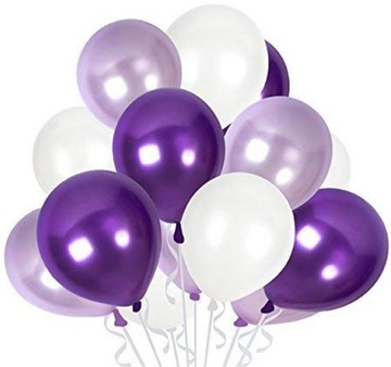 Balony metaliczne BIAŁE FIOLETOWE 1-99 dekoracja roczek urodziny DUŻE 10szt