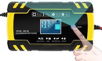 АВТОМОБИЛЬНЫЙ ВЫПРЯМИТЕЛЬ ДЛЯ АККУМУЛЯТОРА 12В 24В 8А LCD FOXSUR Ремонт аккумуляторов.