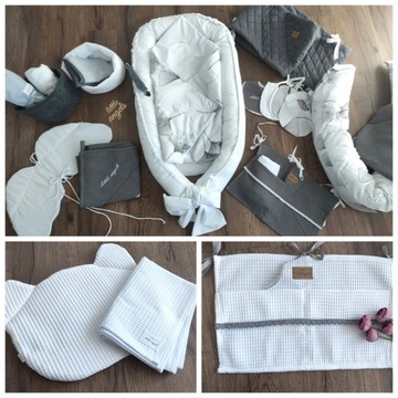 Poduszka ciążowa bawełniana - szare kwiaty miłorzębu