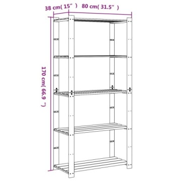 vidaXL Книжный шкаф с 5 полками, черный, 80x38x170 см, массив сосны