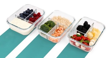 3 НАБОРА СТЕКЛЯННЫХ КОНТЕЙНЕРОВ С ОТДЕЛЕНИЯМИ ДЛЯ ПИЩЕВЫХ ПИЩЕВ CLASSBACH C-FHD