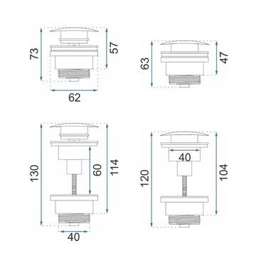 Хромированная пробка для умывальника Click-Clack без перелива REA