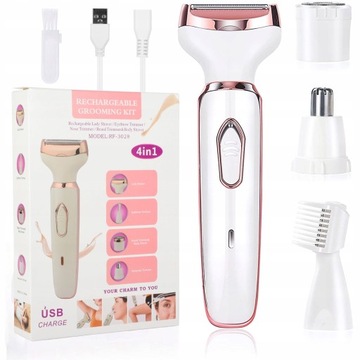 GOLARKA DAMSKA DEPILATOR TRYMER MASZYNKA DO CIAŁA BIKINI NÓG PACH 4W1 USB