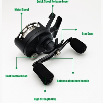 Kołowrotek do wędkowania pod lodem Przenośny, wielofunkcyjny, skuteczny hamulec tratwy, zielony