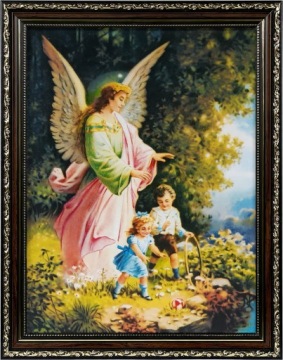 OBRAZ 46x36 ANIOŁ STRÓŻ ANIOŁEK ZDOBIONA RAMA