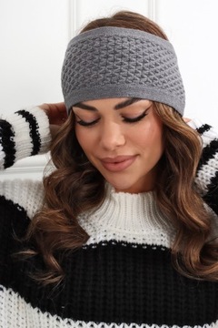 ПОВЯЗКА НА ГОЛОВУ ЖЕНСКАЯ НАУШКИ ТЮРБАН ТЕПЛАЯ ШАПКА ШИРОКАЯ СЕРАЯ