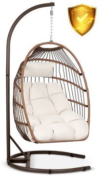 Луизиана коричневое подвесное садовое кресло + бежевые подушки Sofotel