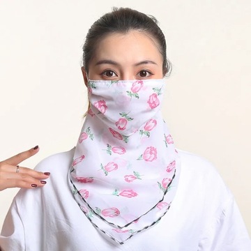 Новый шифоновый шарф для лица, солнцезащитный крем, шейный платок, бандана с цветочным принтом