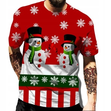 Santa Claus Pattern Men's T-shirt Elk Print Man Sh