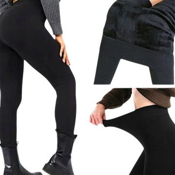 OCIEPLANE LEGGINSY DAMSKIE Z FUTERKIEM CZARNE S/M BARDZO CIEPŁE ZIMOWE