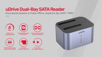 Unitek S1306A Док-станция с двумя жесткими дисками USB3.0, 2x SATA 2,5/3,5 дюйма