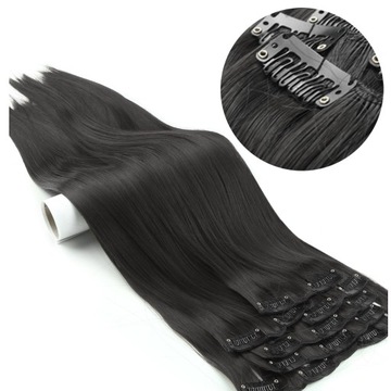 Doczepiane WŁOSY proste CLIP IN dopinki treski JAK NATURALNE 60cm 6 taśm