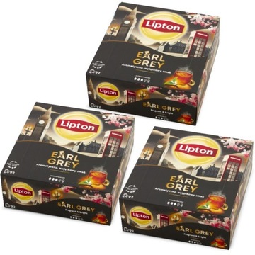 Zestaw Lipton Herbata czarna ekspresowa EARL GREY 3x92 torebki
