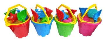 DUŻY ZESTAW DO PIASKU, WIADERKO ZAMEK, 6 ELEMENTÓW