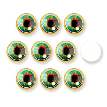 Kaboszony Szklany, Oko, Okrągłe, do DIY, Morska zieleń, 16x5mm, 10szt