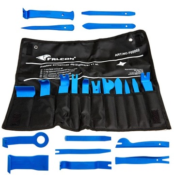 НАБОР АВТОМОБИЛЬНЫХ ЗАЖИМОВ + СЪЕМНИК ДЛЯ ОБИВКИ, 11 ЭЛЕМЕНТОВ.