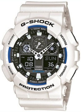 Zegarek męski CASIO G-SHOCK GA-100B-7AER Biały pasek Młodzieżowy LED + BOX