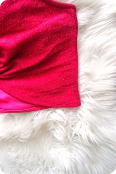 bluzka top damska różowa krótka brokatowa modna śliczna S 36 sexy