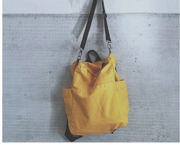 Torba/plecak vintage bardzo pojemny worek żółty