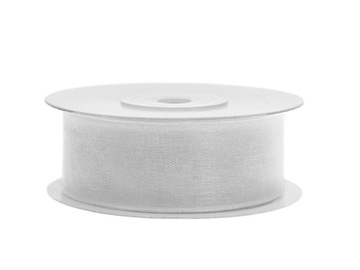 WSTĄŻKA SZYFONOWA ORGANZA 2,5cm/25m SREBRNA