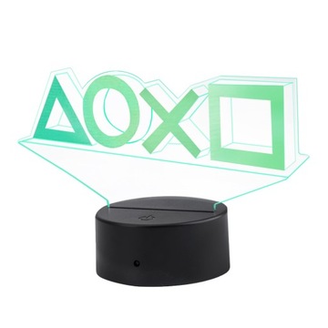 LAMPKA NOCNA 3D LED DEKORACYJNA PLAYSTATION GUZIKI + PILOT