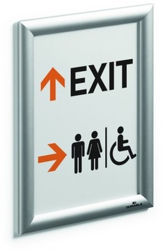 Прочная рамка на защелках формата А4, алюминий, серебристый цвет.