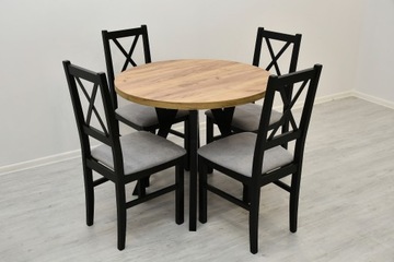 Комплект скандинавский-лофт, круглый стол диаметром 90 + 4 стула, цвет на выбор