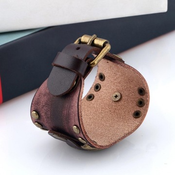 Pasek do zegarka w stylu retro z PU, 5,2 cm brązowy