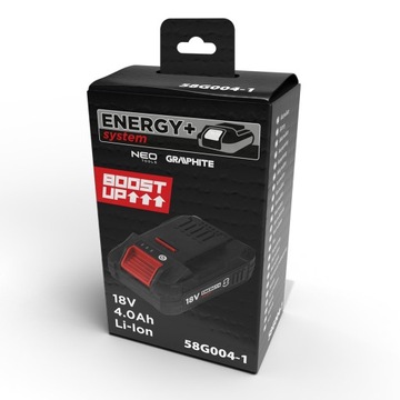 Литий-ионный аккумулятор Energy+ 18 В, 4,0 Ач BOOST UP GRAPHITE NEO Tools