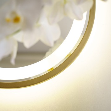 СВЕТОДИОДНОЕ ЗЕРКАЛО В ЗОЛОТОЙ РАМКЕ ДЛЯ ВАННОЙ ОВАЛ 80x45 СМ + Выключатель