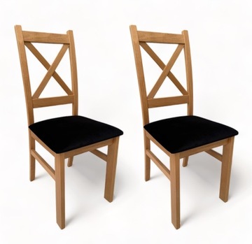 2x Krzesło tapicerowane Krzyżak Dąb Craft + Czarny