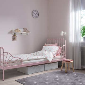 Комплект постельного белья Ikea Barndrom с узором в виде сердца белый/розовый хлопок 150 х 200см