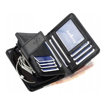 ЭЛЕГАНТНЫЙ КОЖАНЫЙ КОШЕЛЕК, ЧЕРНАЯ КОЖАНАЯ ЗАЩЕЛКА