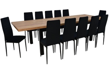 12 welurowych krzeseł + stół 100x200/300 cm CRAFT