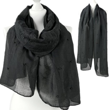 БОЛЬШОЙ ШАРФ Гладкий шарф с жемчужинами одноцветный шарф - ЦВЕТА