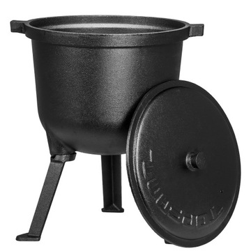 ЧУГУННЫЙ КАУЛДЕЛЬ 8Л, ВЕНГЕРСКИЙ ОХОТНИЧИЙ ГОРШОК ДЛЯ ОГОНЯ, ТЯЖЕЛЫЙ, ТВЕРДЫЙ