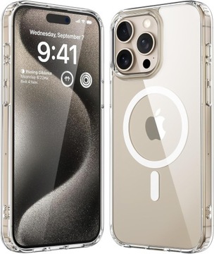 ETUI MAGNETYCZNE MOCNE PRZEZROCZYSTE DO IPHONE 15 PRO 6.1