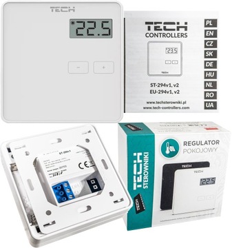 STEROWNIK REGULATOR TERMOSTAT POKOJOWY PRZEWODOWY TECH ST-294 v1 BIAŁY