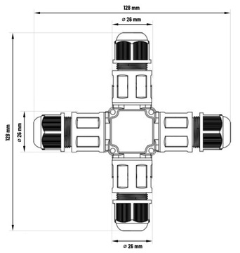 Водонепроницаемый четырехвходовой кабельный разъем с 3-контактным разъемом IP68 450 В