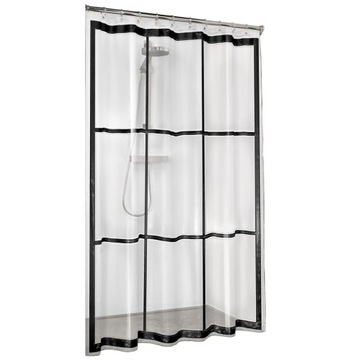 ZASŁONA PRYSZNICOWA 180X200 WZÓR CZARNA SEALSKIN