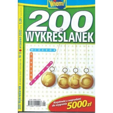 Krzyżówki WYKREŚLANKI Wiem 200 WYKREŚLANEK 9/2022