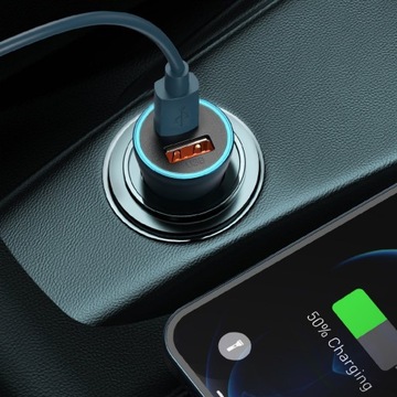 АВТОМОБИЛЬНОЕ ЗАРЯДНОЕ УСТРОЙСТВО BASEUS FAST USB/USB-C МОЩНОСТЬЮ 40 ВТ + КАБЕЛЬ USB КАБЕЛЬ