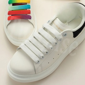 1Pair MCQ Black White Shoelaces Rainbow Shoelace Mc queen Sneaker Casual
